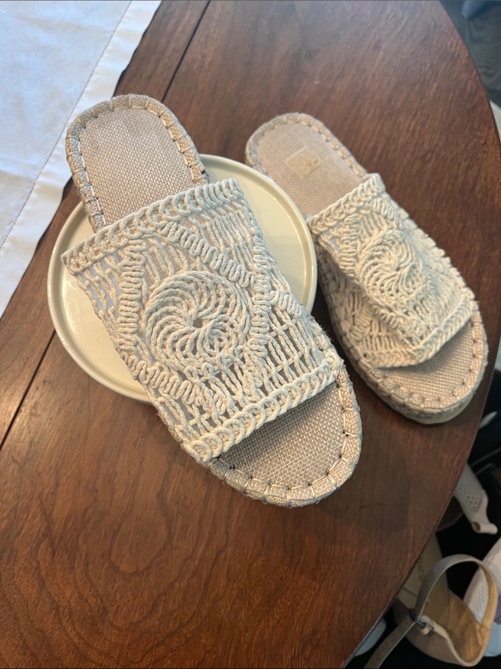 Amazon Women's Cream Woven Slide Mules